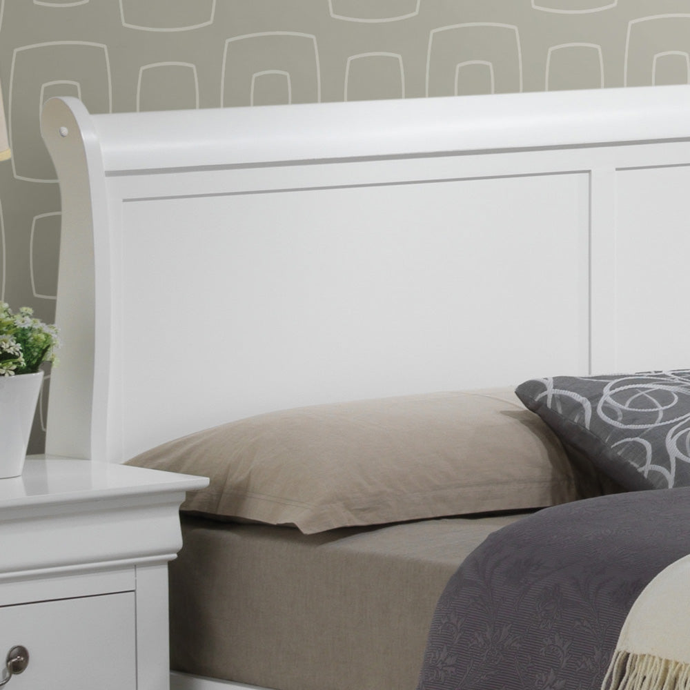 Elegant Full Bed With Storage In White White Particle Board