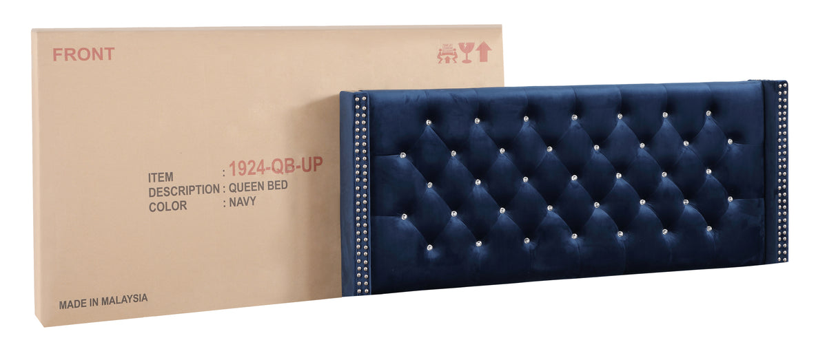 Julie G1924 Qb Up Queen Upholstered Bednavy Blue Navy Blue Foam Velvet