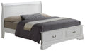 Elegant Full Bed With Storage In White White Particle Board