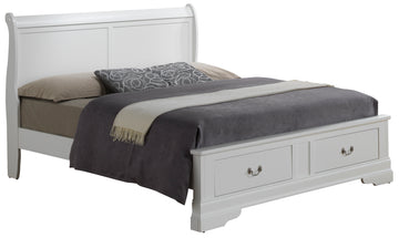 Elegant Full Bed With Storage In White White Particle Board