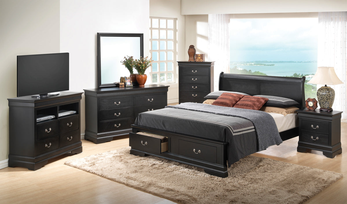Louis Phillipe G3150D Ksb2 King Storage Bedblack Black Particle Board