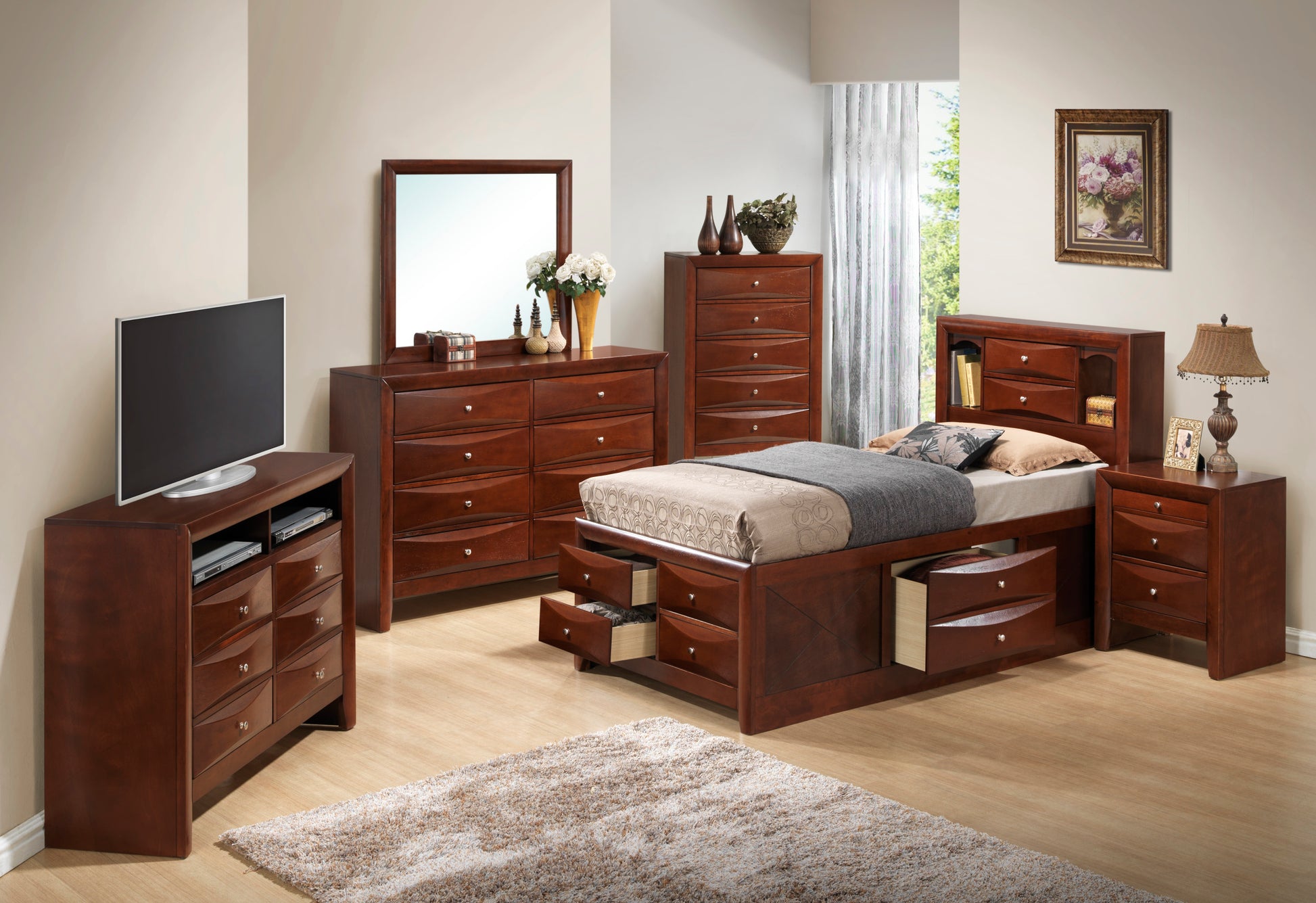 Marilla G1550G Tsb3 Twin Storage Bedcherry Cherry Particle Board