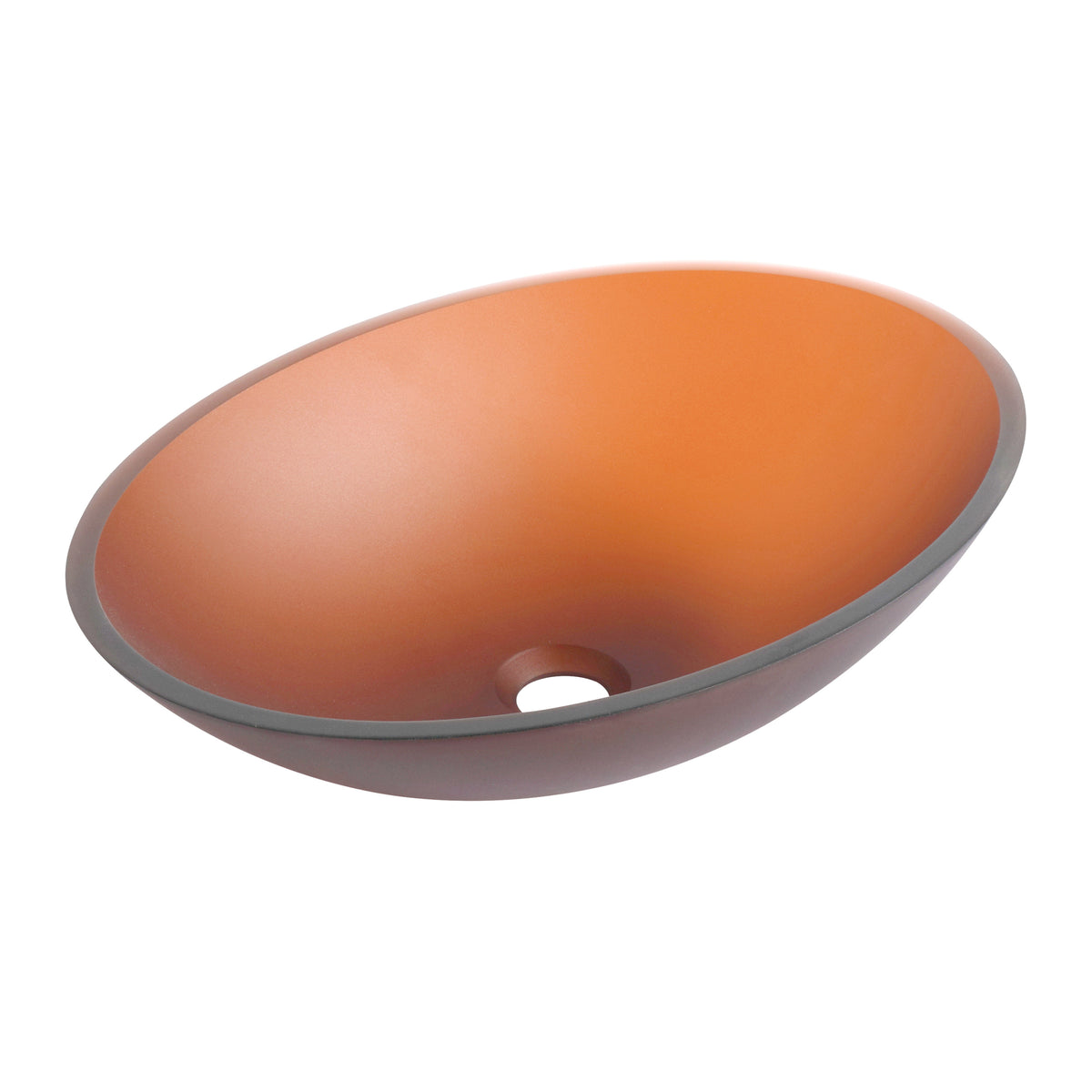 Tempered Glass Matte Bathroom Vessel Sink, Oval Bathroom Basin Tempered Glass Matt Tea Brown Bathroom Modern Glass