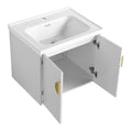 24 Inch Soft Close Doors Bathroom Vanity With Sink, For Small Bathroom Kd Packing Gloss White 2 Bathroom Wall Mounted Modern Plywood
