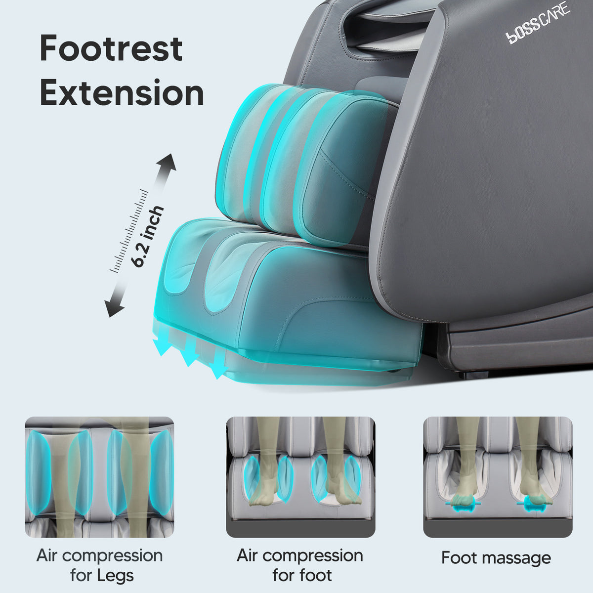 Bosscare 2023 Massage Chairs With Ai Voice Control Shiatsu Recliner Gray Gray Leather Leather