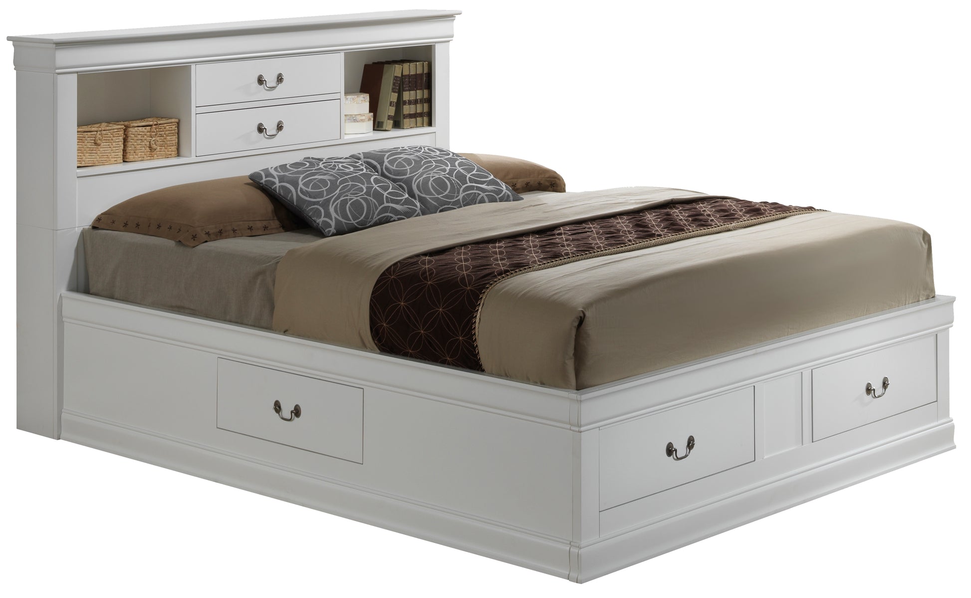 Louis Phillipe G3190B Ksb King Storage Bedwhite White Particle Board