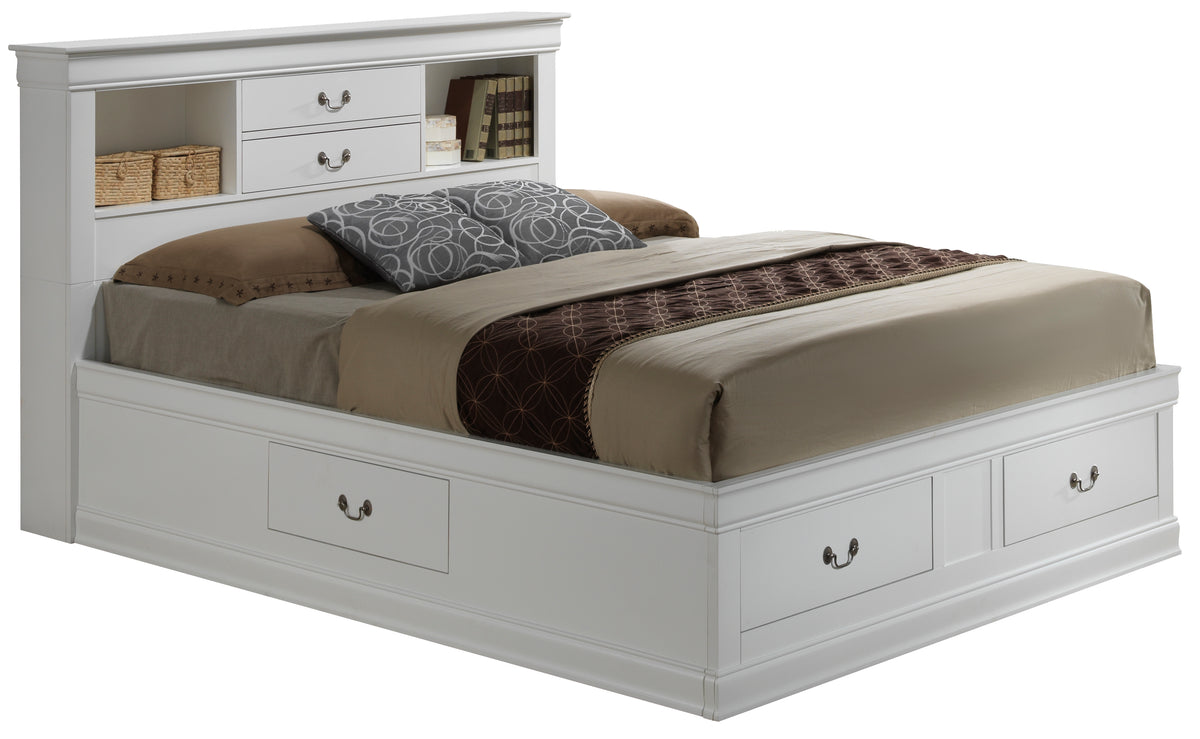 Louis Phillipe G3190B Qsb Queen Storage Bedwhite White Particle Board
