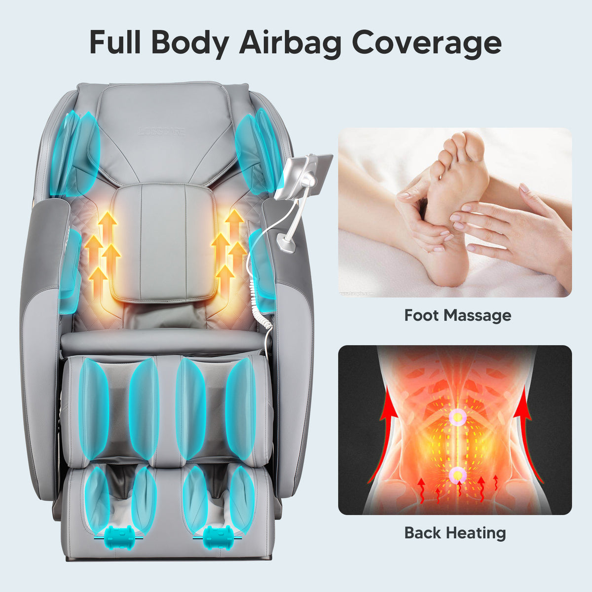 Bosscare 2023 Massage Chairs With Ai Voice Control Shiatsu Recliner Gray Gray Leather Leather