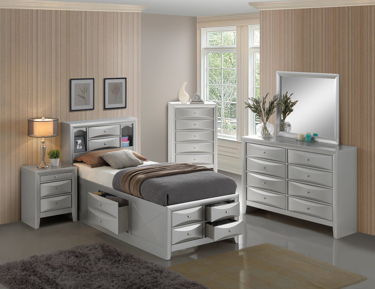 Marilla G1503G Tsb3 Twin Storage Bedsilver Champagne Champagne Particle Board