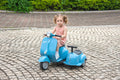 6V Licensed Vespa Scooter Motorcycle With Side Car For Kids, Blue Blue Chrome