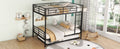 Full Over Full Metal Bunk Bed With Trundle, Black Black Iron