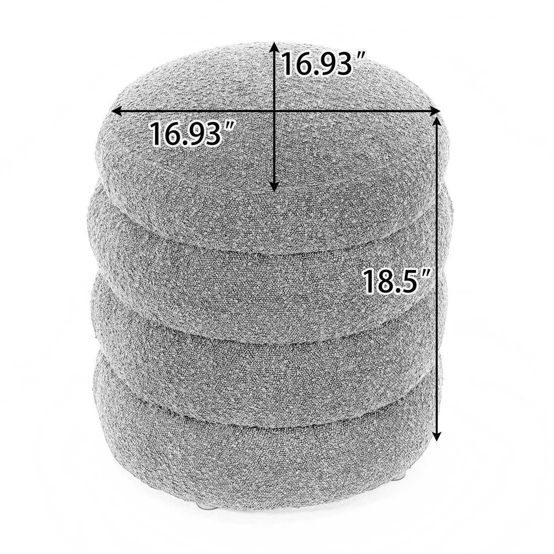 006 Soft Boucle Round Ottoman Footrest Stool,White White Boucle
