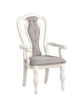 Florian Arm Chair Set 2 , Gray Fabric & Antique White Finish Dn01655 Gray Fabric