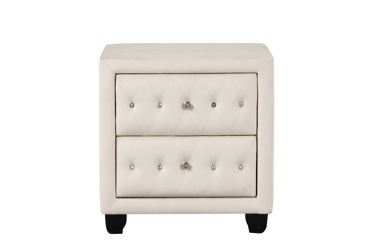 Sophia Queen 4 Pc Bedroom Set Made With Wood In Cream Box Spring Not Required Queen Cream Wood 4 Piece Set Bedroom Bed Included,Dresser Included,Mirror Included,Nightstand Included Contemporary,Modern Upholstered Velvet Tufted Wood