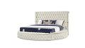 Modern Style King 5Pc Vanity Bedroom Set With Usb Ports & Made With Wood In Cream Box Spring Not Required King Cream Wood 5 Piece Set Bedroom Modern Upholstered Tufted Velvet Wood