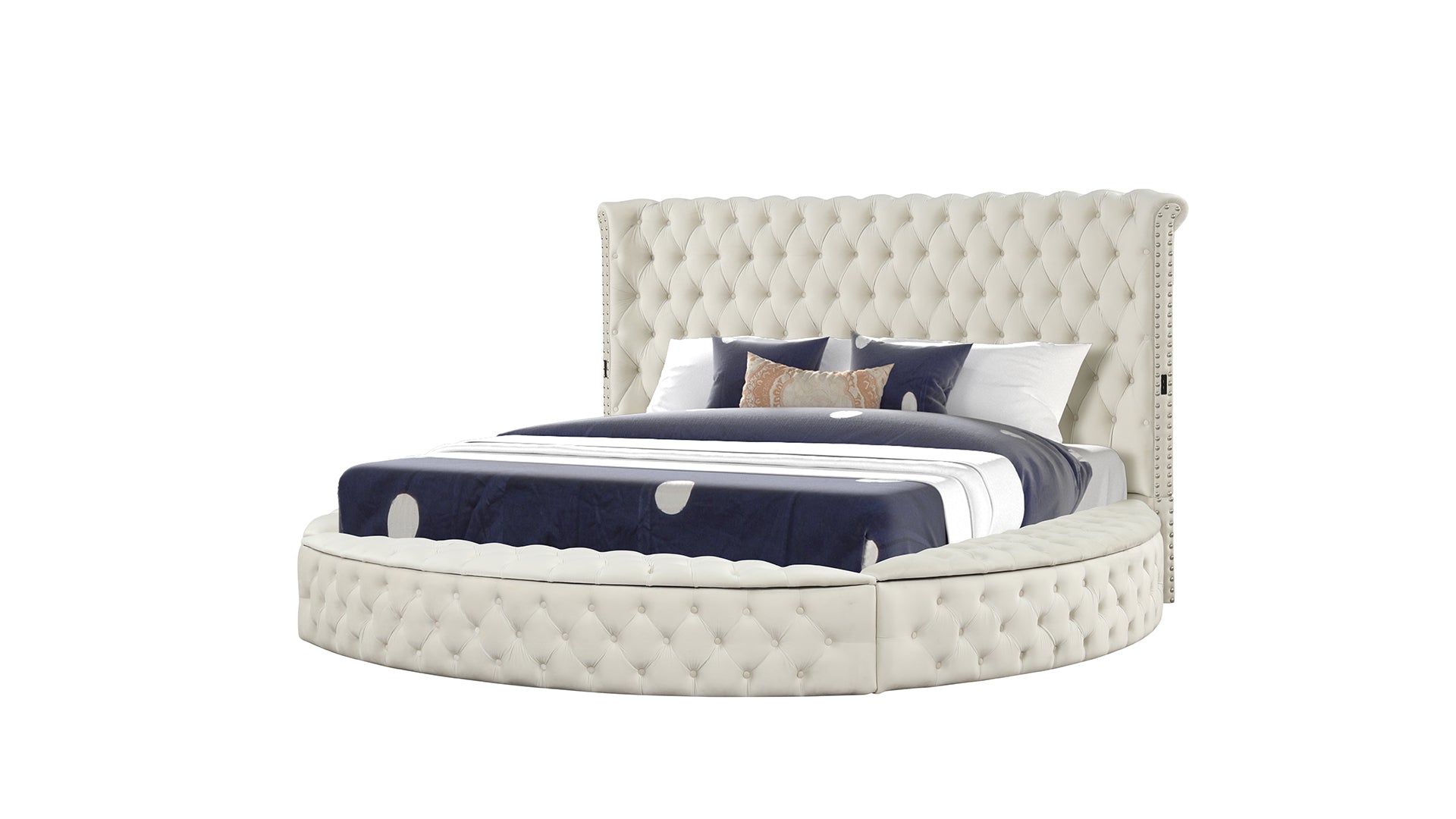 Modern Style King 4Pc Vanity Bedroom Set With Usb Ports & Made With Wood In Cream Box Spring Not Required King Cream Wood 4 Piece Set Bedroom Modern Solid Wood Mdf Tufted Velvet Wood