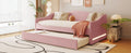 Teddy Fleece Twin Size Upholstered Daybed With Light And Trundle, Pink Twin Pink Fleece