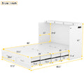 Full Size Murphy Bed Wall Bed With Drawer And A Set Of Sockets & Usb Ports, Pulley Structure Design, White White Solid Wood Mdf