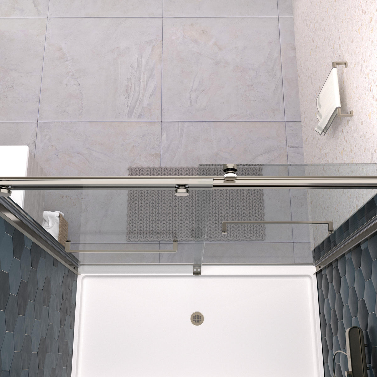Bypass Shower Door, Sliding Door, With 5 16" Tempered Glass And Polished Chrome Finish 6074 Chrome Bathroom Stainless Steel