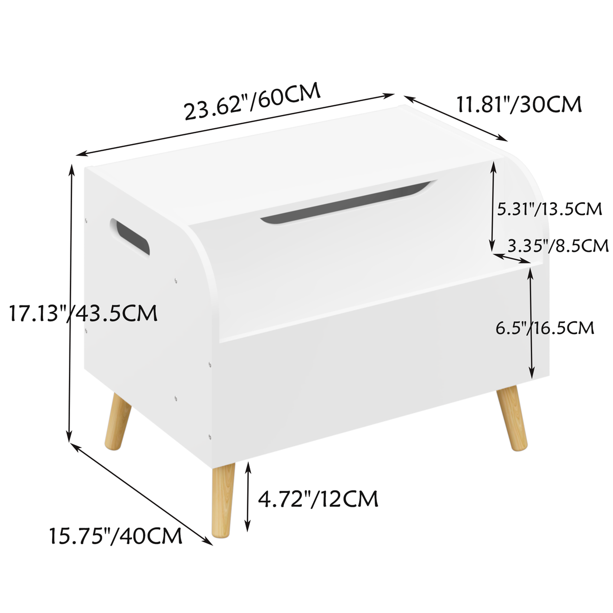 Wooden Toy Box, Kids Toy Storage Organizer With Front Bookshelf, Flip Top Lid, Safety Hinge, Boys Girls Toy Chest Bench For Playroom Kids Room Organization White White Solid Wood Mdf