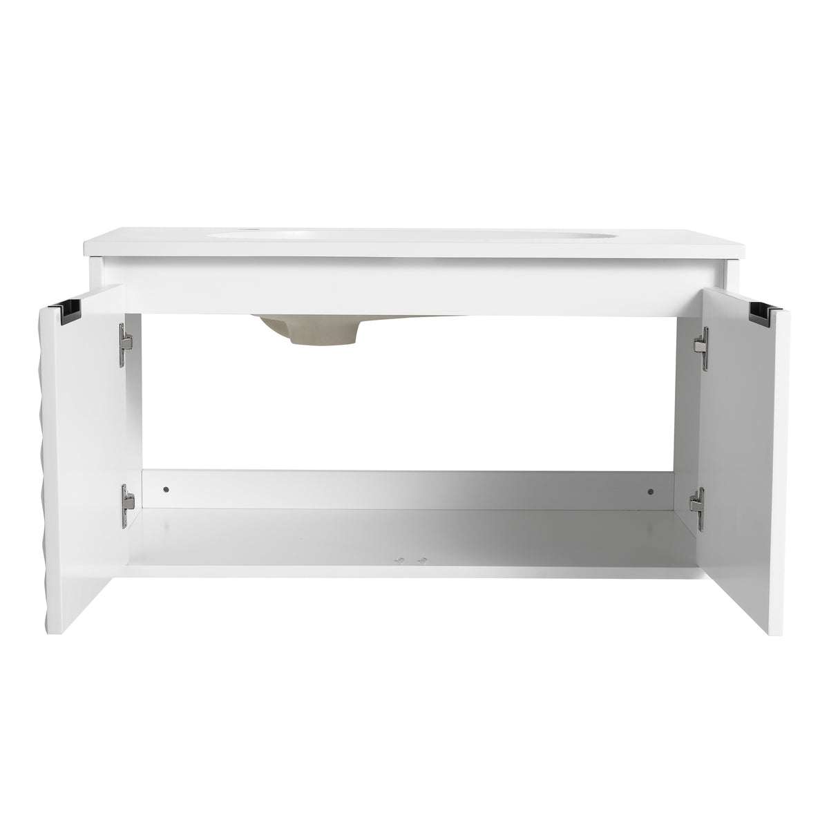 36 Inch Wall Mounted Bathroom Vanity With Sink, Soft Close Doors Kd Packing White 2 Bathroom Wall Mounted Modern Plywood