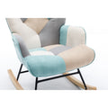 Modern Patchwork Accent Chair With Solid Wood Armrest And Feet, Mid Century Modern Accent Sofa, Fabric Sofa Chair For Living Room Bedroom Studio, Comfy Side Armchair For Bed Green Foam Cotton Linen