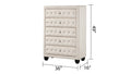 Sophia King 5 Pc Bedroom Set Made With Wood In Cream Box Spring Not Required King Cream Wood 5 Piece Set Bedroom Bed Included,Chest Included,Dresser Included,Mirror Included,Nightstand Included Contemporary,Modern Upholstered Velvet Tufted Wood