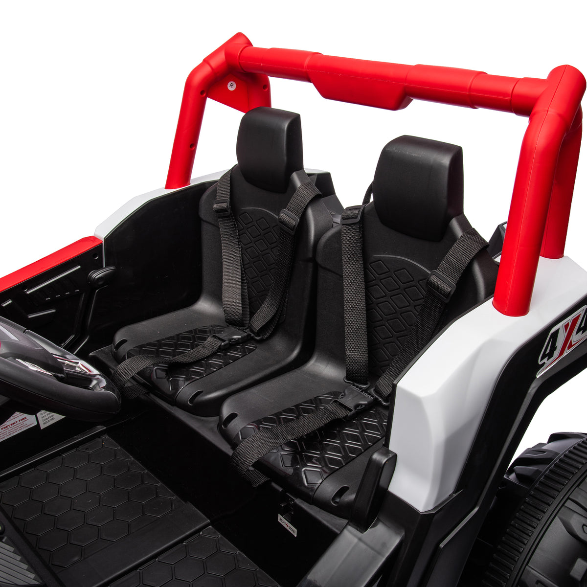 24V Ride On Xxl Utv Car For Kid,2Seater With Two Safety Belts, Side By Side 4X4 Ride On Off Road Truck With Parent Remote Control, Battery Powered Electric Car W High Low Speed, Two Safety Belts. Red Polyethylene