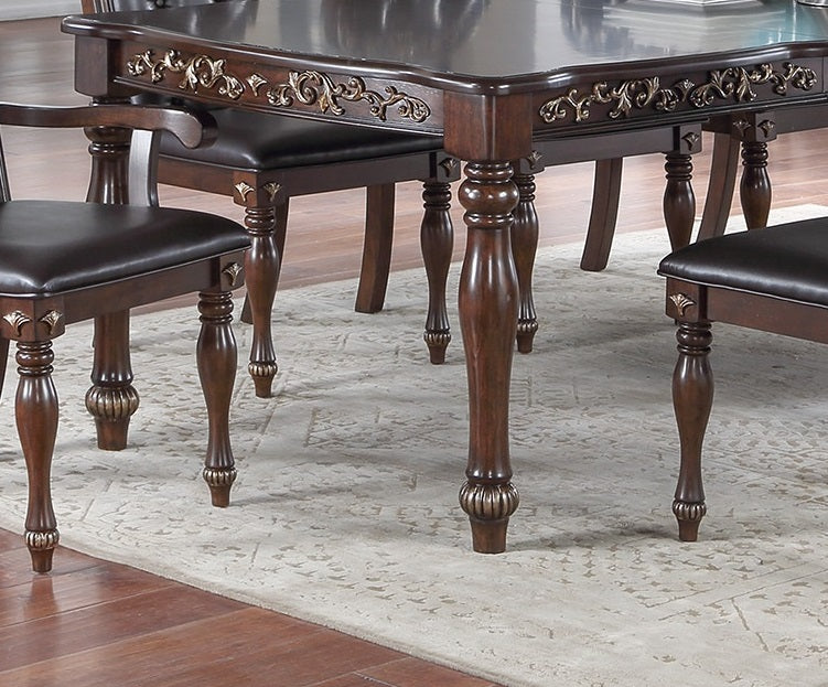 Formal 1Pc Dining Table W 2X Leaves Only Brown Finish Antique Design Rubberwood Large Family Dining Room Furniture Brown Brown Dining Room Antique,Traditional Rubberwood Rectangular Kitchen & Dining Tables Rubber Wood
