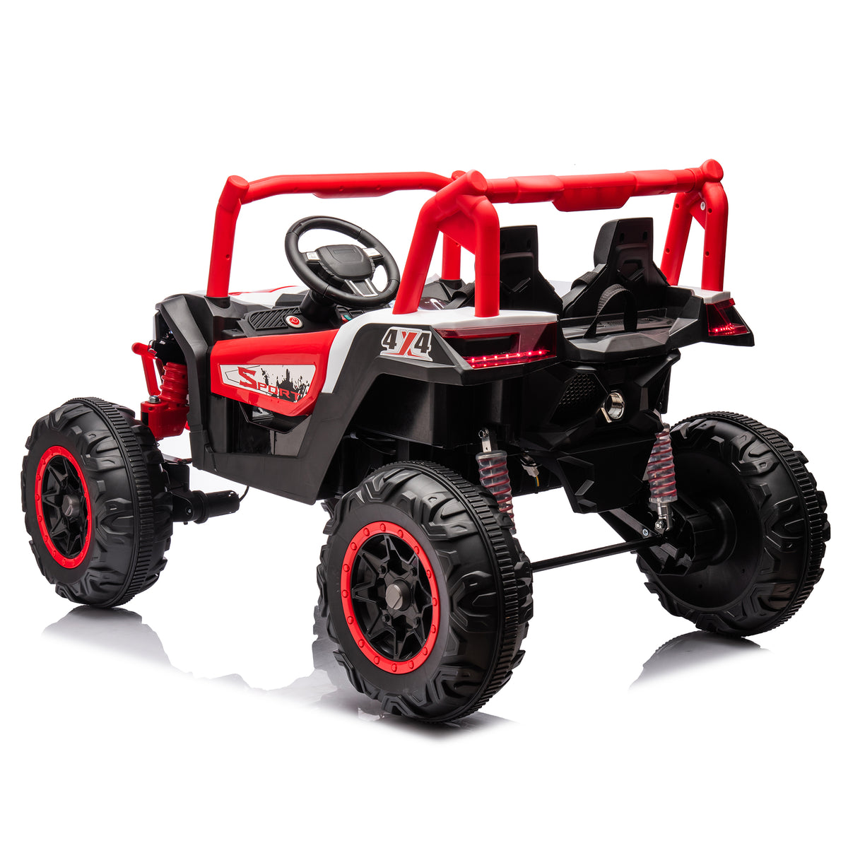 24V Ride On Xxl Utv Car For Kid,2Seater With Two Safety Belts, Side By Side 4X4 Ride On Off Road Truck With Parent Remote Control, Battery Powered Electric Car W High Low Speed, Two Safety Belts. Red Polyethylene
