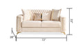 Luna Modern Style Loveseat In Ivory Ivory Velvet Wood Primary Living Space Contemporary,Modern Upholstered Wood