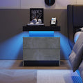 Nightstand Led Bedside Table Cabinet Lights Modern End Side With 2 Drawers For Bedroom Gray Gray 2 Drawers Bedroom Drawer Storage American Design,American Traditional,Boho,Casual,Classic Drawers Wood Engineered Wood