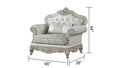 Tuscan Traditional Style 5Pc Living Room Set Made With Wood In Silver Silver Wood Primary Living Space Tufted Back Traditional Solid Wood Mdf Wood 6 Seat