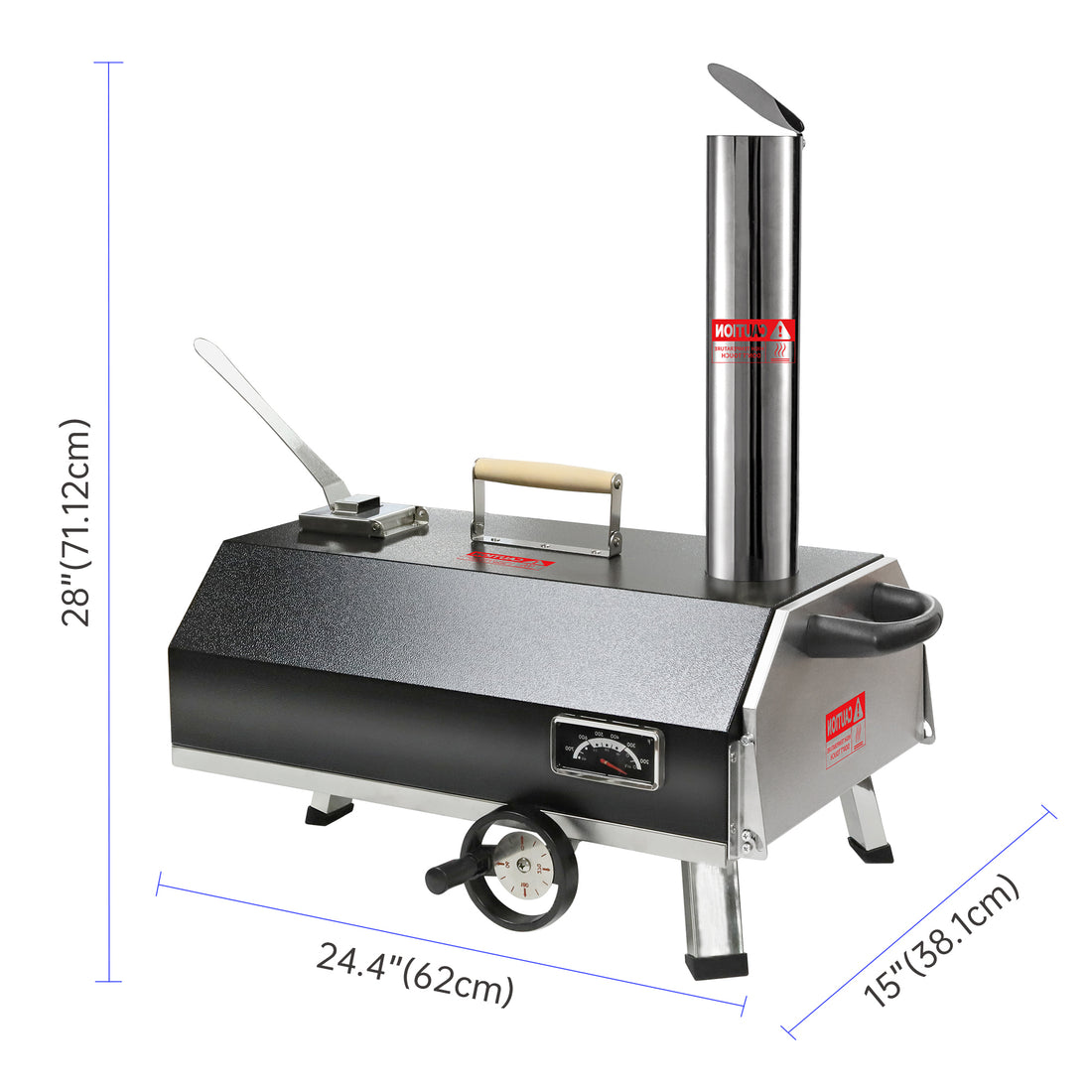 Semi Automatic Black 12 Outdoor Pizza Oven Portable Wood Fired Pizza Oven Outdoor Cooking Pizza Maker Portable Pizza Oven For Authentic Stone Baked Pizzas Black Garden & Outdoor American Design Stainless Steel Stainless Steel