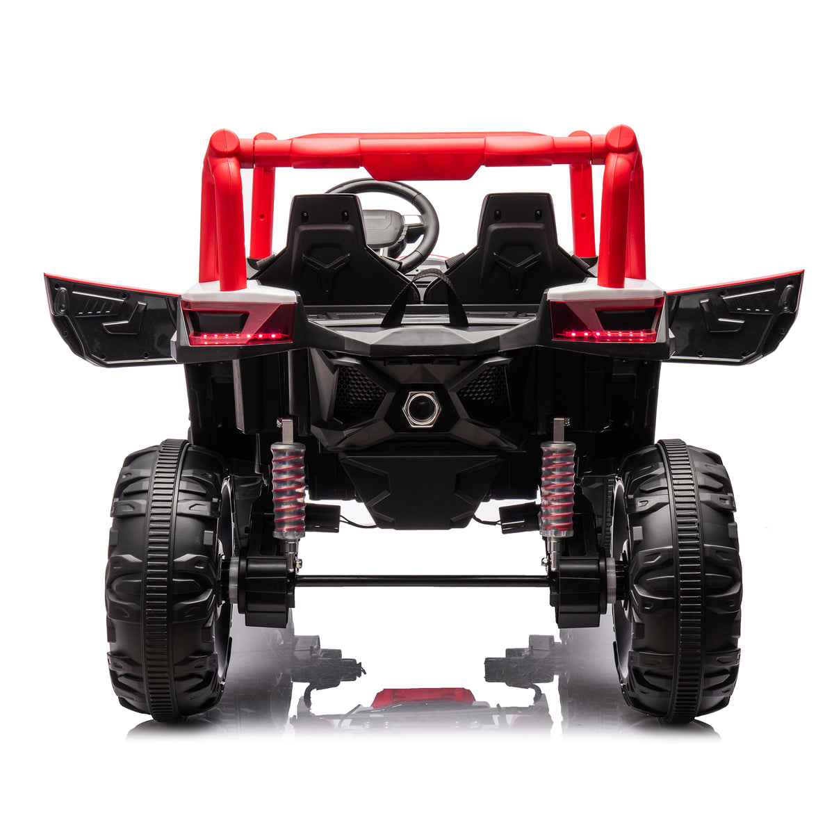 24V Ride On Xxl Utv Car For Kid,2Seater With Two Safety Belts, Side By Side 4X4 Ride On Off Road Truck With Parent Remote Control, Battery Powered Electric Car W High Low Speed, Two Safety Belts. Red Polyethylene