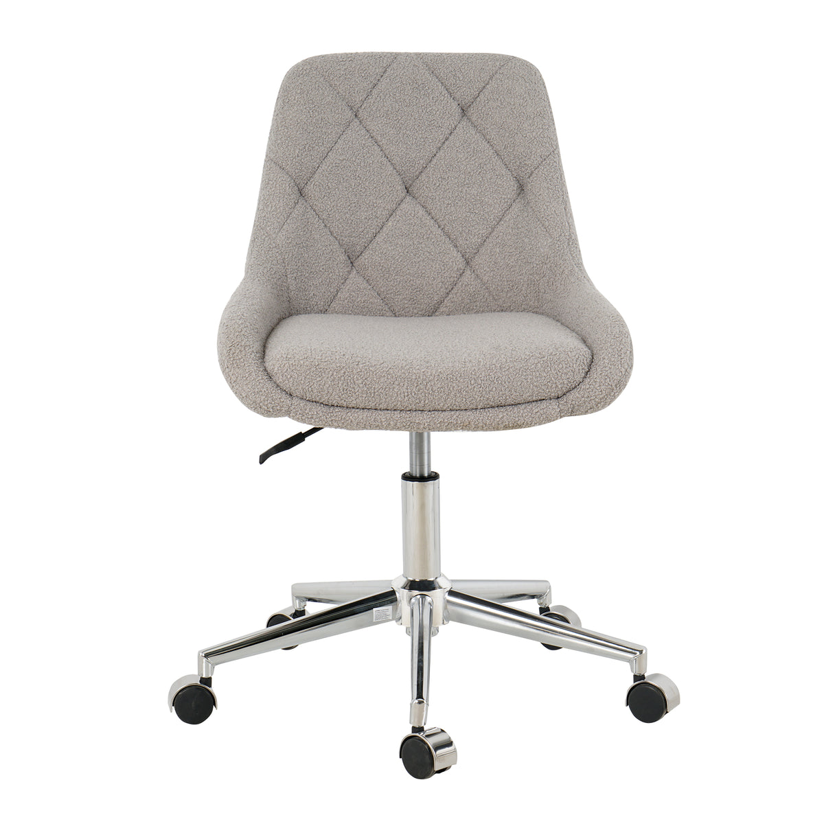 Modern Teddy Fleece Fabric With Chrome Legs Living Room Furniture Dining Chair, Soft And Comfortable, Lift Adjustment, Free Movement Convenient, Space Saving. Set Of 1 Metal Grey Teddy