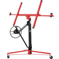 Drywall Lift Panel 11' Lift Drywall Panel Hoist Jack Lifter, Red Black Black Red Steel