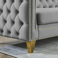 82.2 Inch Velvet Corner Sofal Shaped Sectional Couch, 5 Seater Corner Sofas With 3 Cushions For Living Room, Bedroom, Apartment, Office Gray Foam Velvet