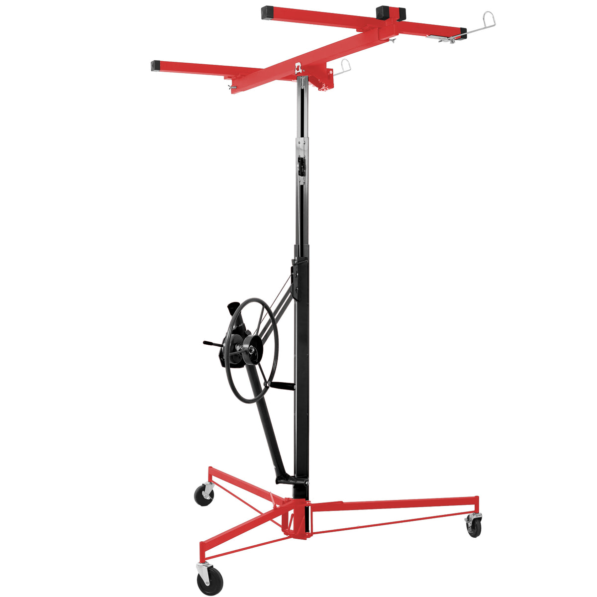 Drywall Lift Panel 11' Lift Drywall Panel Hoist Jack Lifter, Red Black Black Red Steel