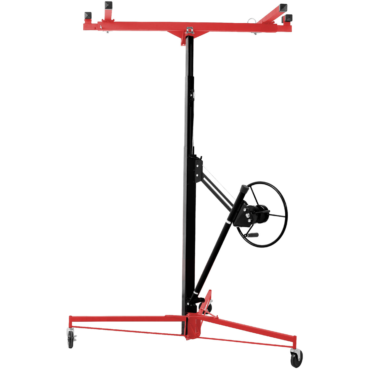 Drywall Lift Panel 11' Lift Drywall Panel Hoist Jack Lifter, Red Black Black Red Steel