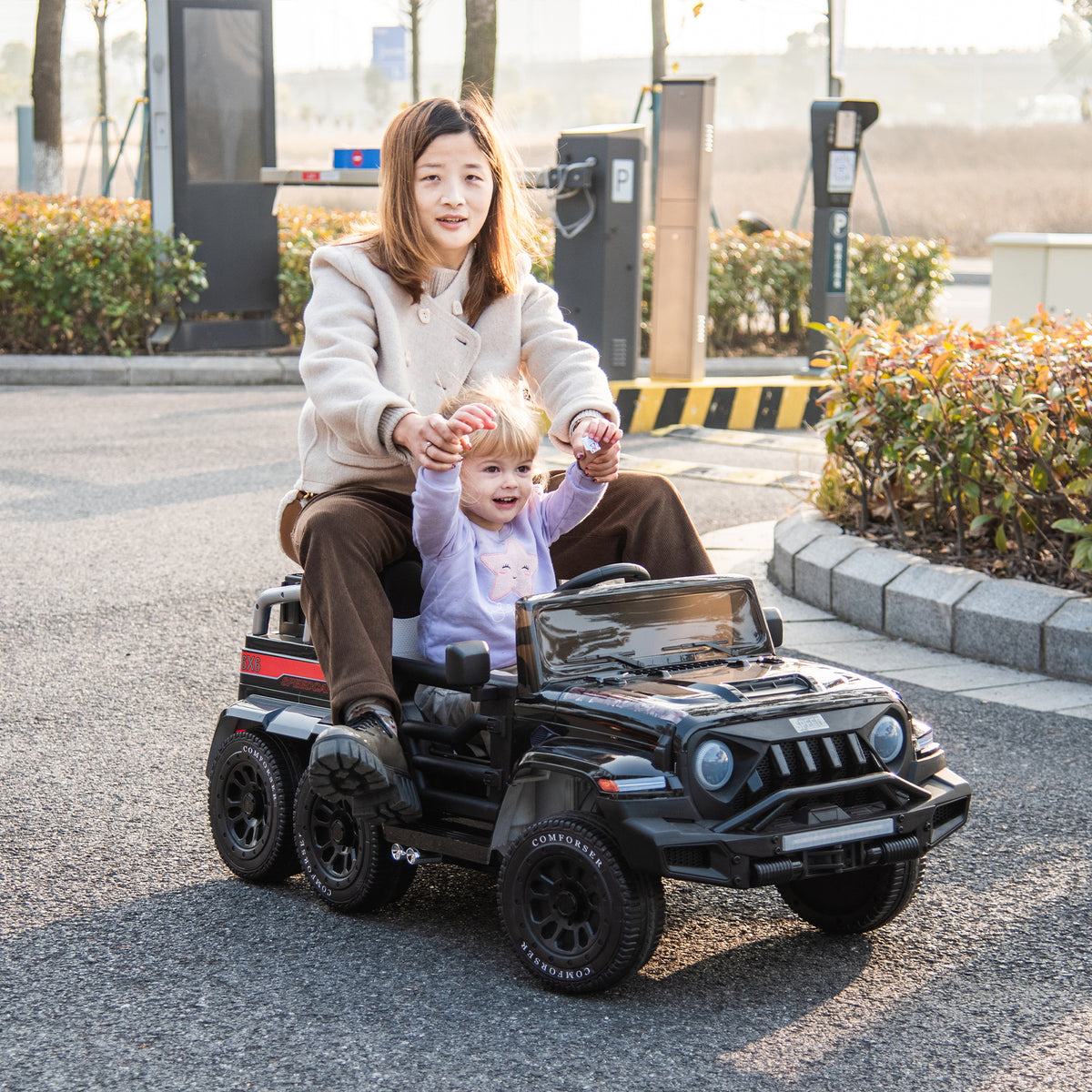 24V Ride On Car For Kids Battery Powered Ride On 4Wd Toys With Remote Control,Parents Can Assist In Driving,Music And Lights,Five Point Safety Belt,Rocking Chair Mode For Back And Forth Swinging Black Polyethylene