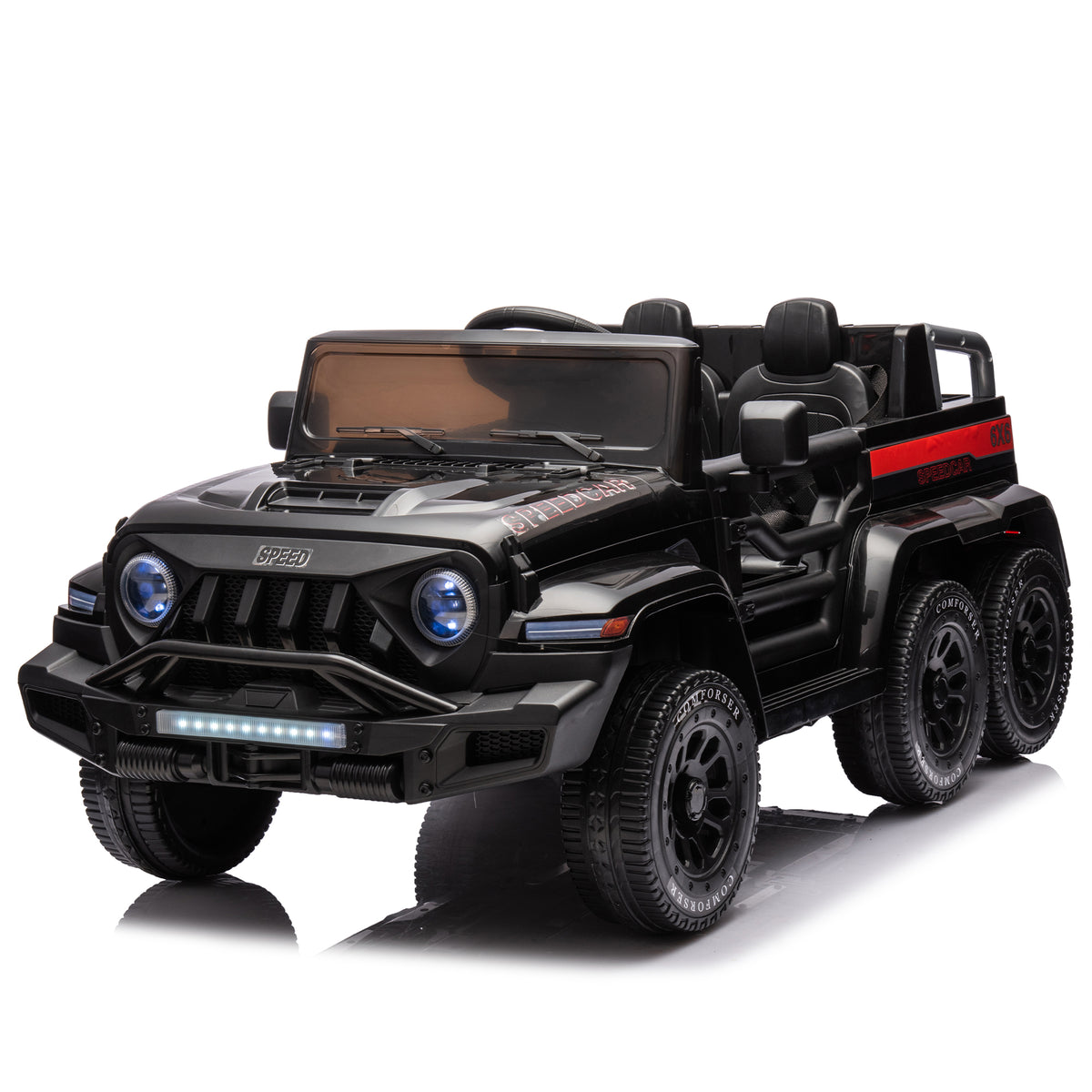 24V Ride On Car For Kids Battery Powered Ride On 4Wd Toys With Remote Control,Parents Can Assist In Driving,Music And Lights,Five Point Safety Belt,Rocking Chair Mode For Back And Forth Swinging Black Polyethylene