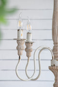 4 Light Wood Chandelier, Hanging Light Fixture With Adjustable Chain For Kitchen Dining Room Foyer Entryway, Bulb Not Included Cream White Wood