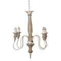 4 Light Wood Chandelier, Hanging Light Fixture With Adjustable Chain For Kitchen Dining Room Foyer Entryway, Bulb Not Included Cream White Wood