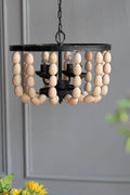 4 Light Wood Chandelier, Hanging Light Fixture With Adjustable Chain For Kitchen Dining Room Foyer Entryway, Bulb Not Included Cream Wood