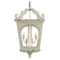 4 Light Wood Chandelier, Hanging Light Fixture With Adjustable Chain For Kitchen Dining Room Foyer Entryway, Bulb Not Included Cream White Wood