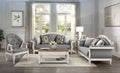 Florian Loveseat W 3 Pillows, Gray Fabric & Antique White Finish Lv02120 Gray Fabric