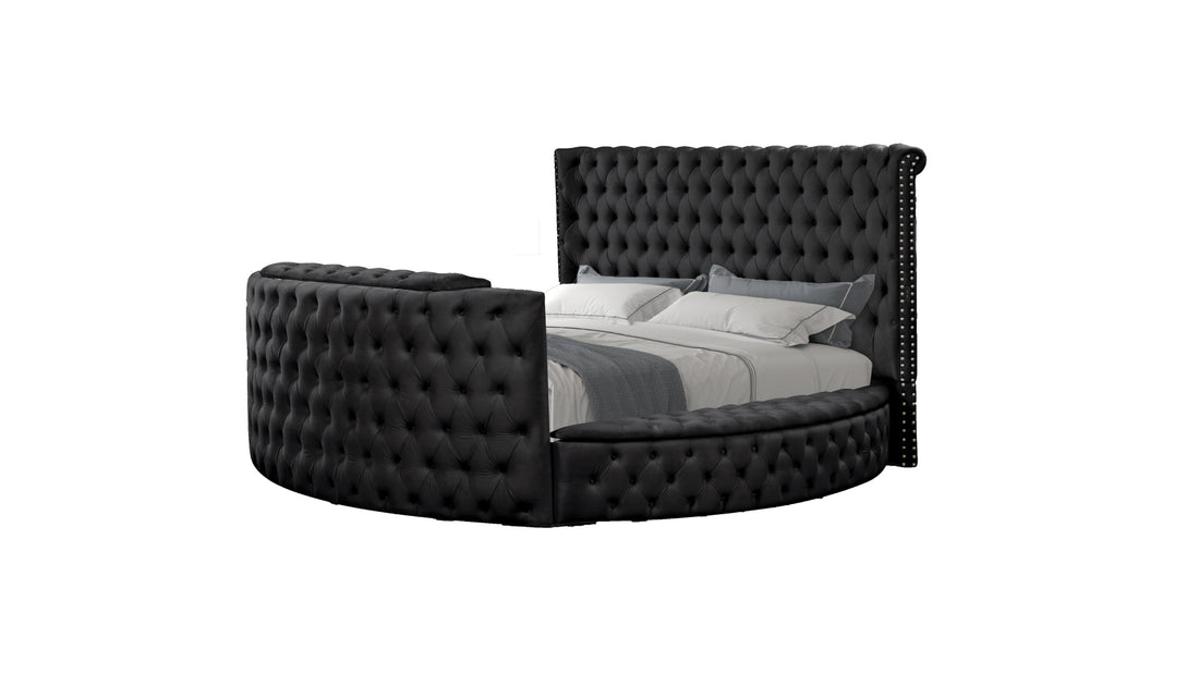 Crystal Tufted Queen 4 Pc Vanity Bedroom Set Made With Wood In Black Box Spring Not Required Queen Black Wood 4 Piece Set Bedroom Modern Upholstered Tufted Wood