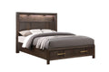 Kenzo Modern Style Full 5Pc Storage Bedroom Set Made With Wood, Led Headboard, Bluetooth Speakers & Usb Ports Walnut Box Spring Not Required Full Walnut Wood 5 Piece Set Bedroom Bed Included,Chest Included,Dresser Included,Mirror Included,Nightstand