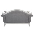 Florian Loveseat W 3 Pillows, Gray Fabric & Antique White Finish Lv02120 Gray Fabric